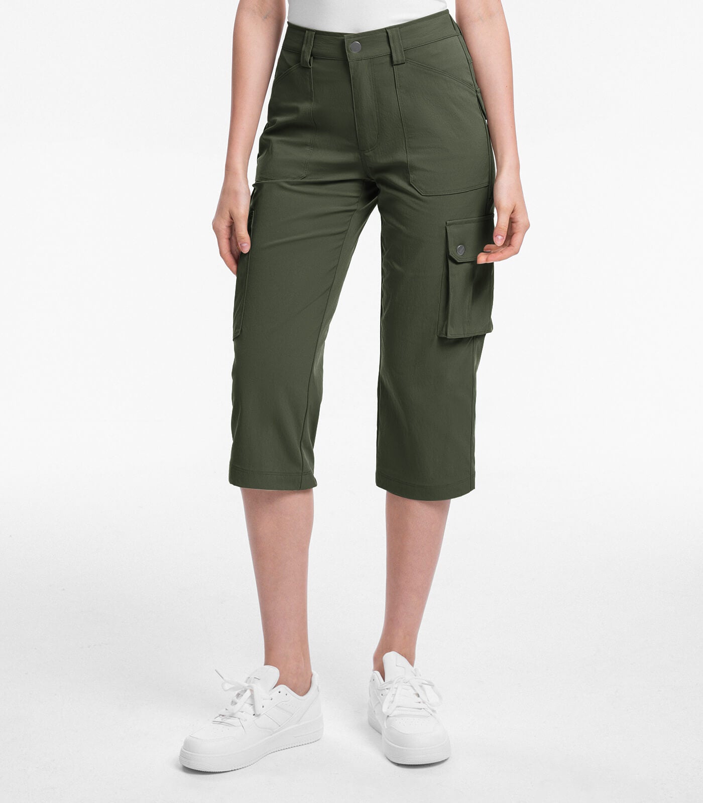 Pantalones Capri Cargo para Mujer de Cintura Alta Impermeables para Senderismo - HikerFlex W012