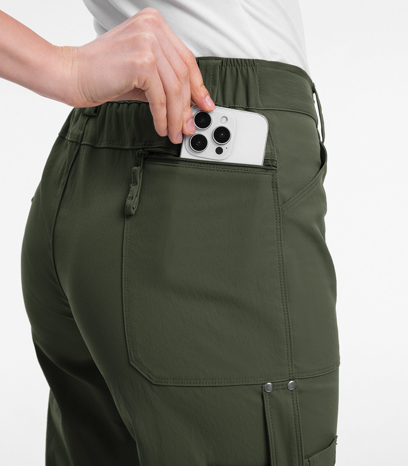 Pantalones Capri Cargo para Mujer de Cintura Alta Impermeables para Senderismo - HikerFlex W012