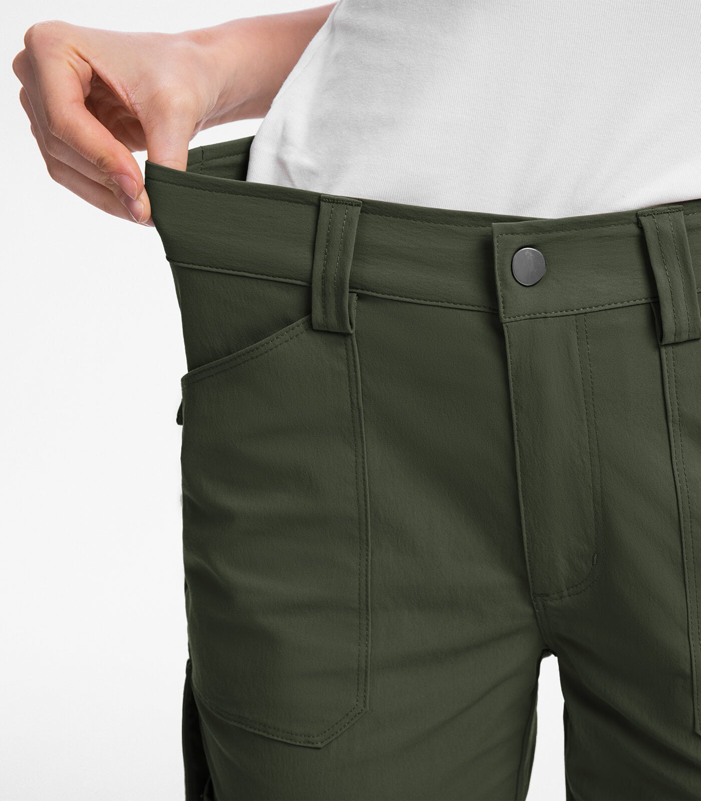 Pantalones Capri Cargo para Mujer de Cintura Alta Impermeables para Senderismo - HikerFlex W012