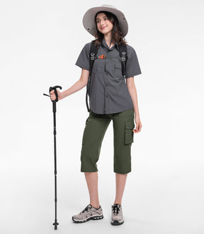 Pantalones Capri Cargo para Mujer de Cintura Alta Impermeables para Senderismo - HikerFlex W012