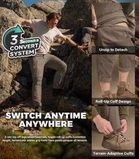 Men's Convertible Hiking Pants Quick Dry Cargo Pants - HikerFlex M015