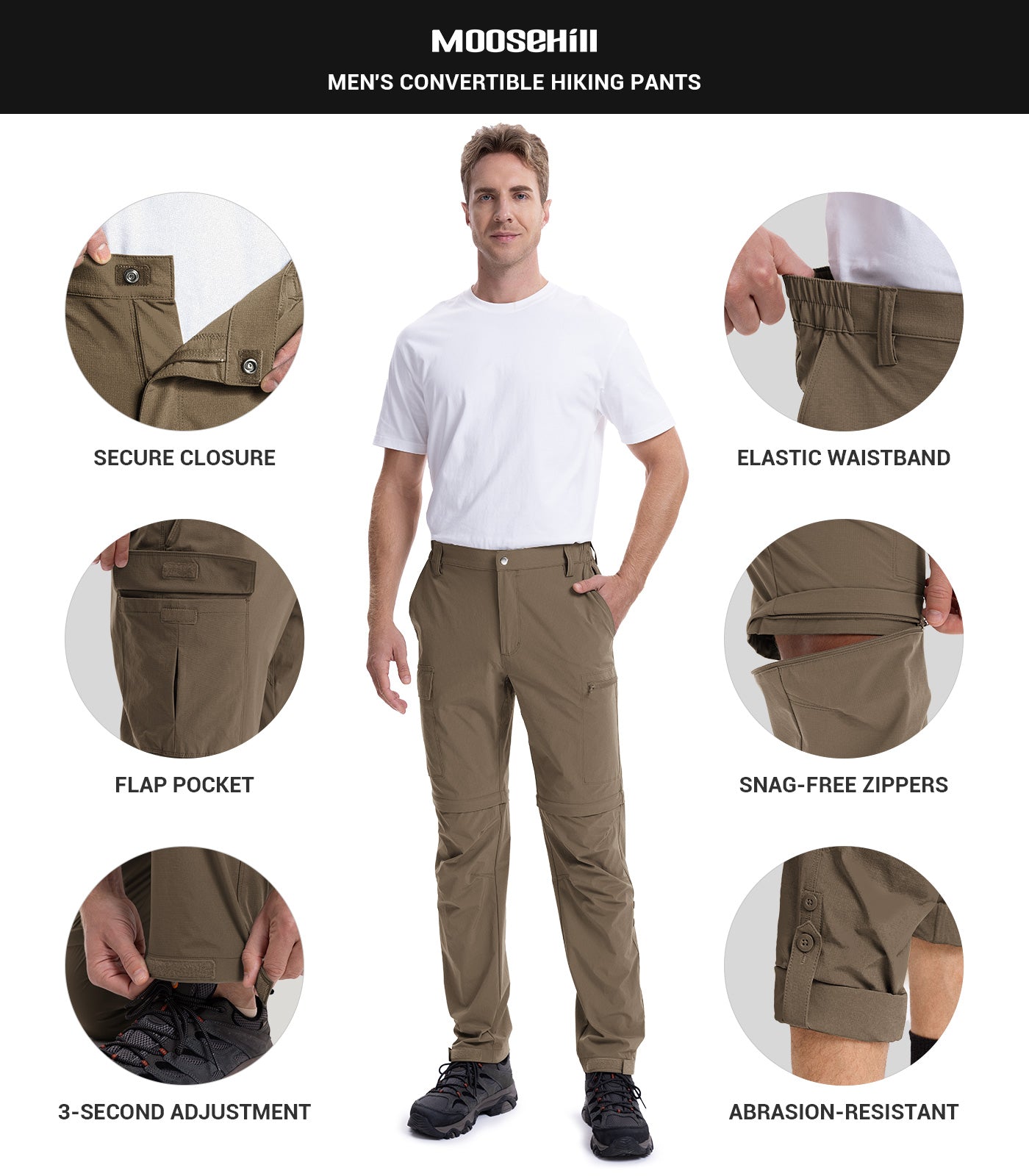 Men's Convertible Hiking Pants Quick Dry Cargo Pants - HikerFlex M015
