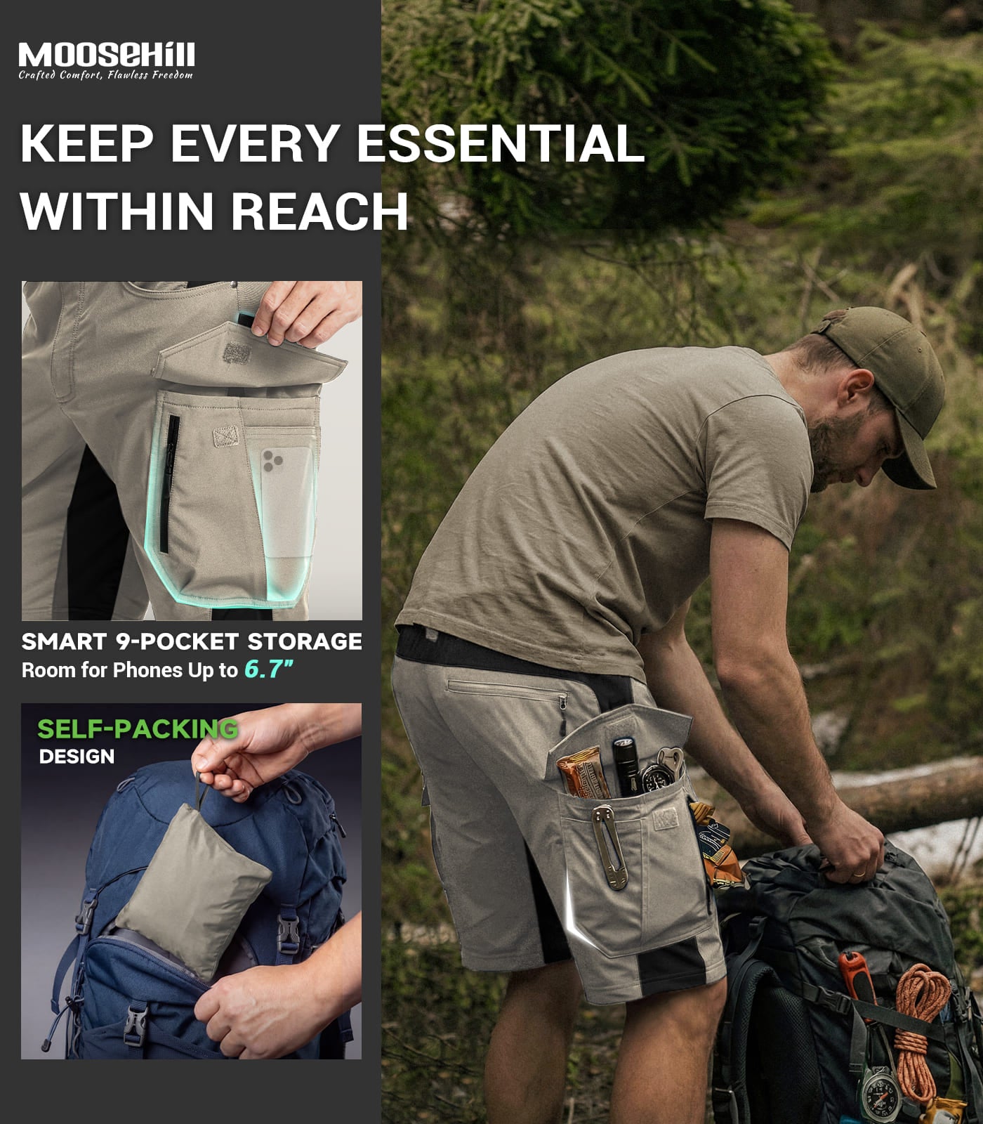 Men's Cargo Hiking Shorts - TrailPioneer M066