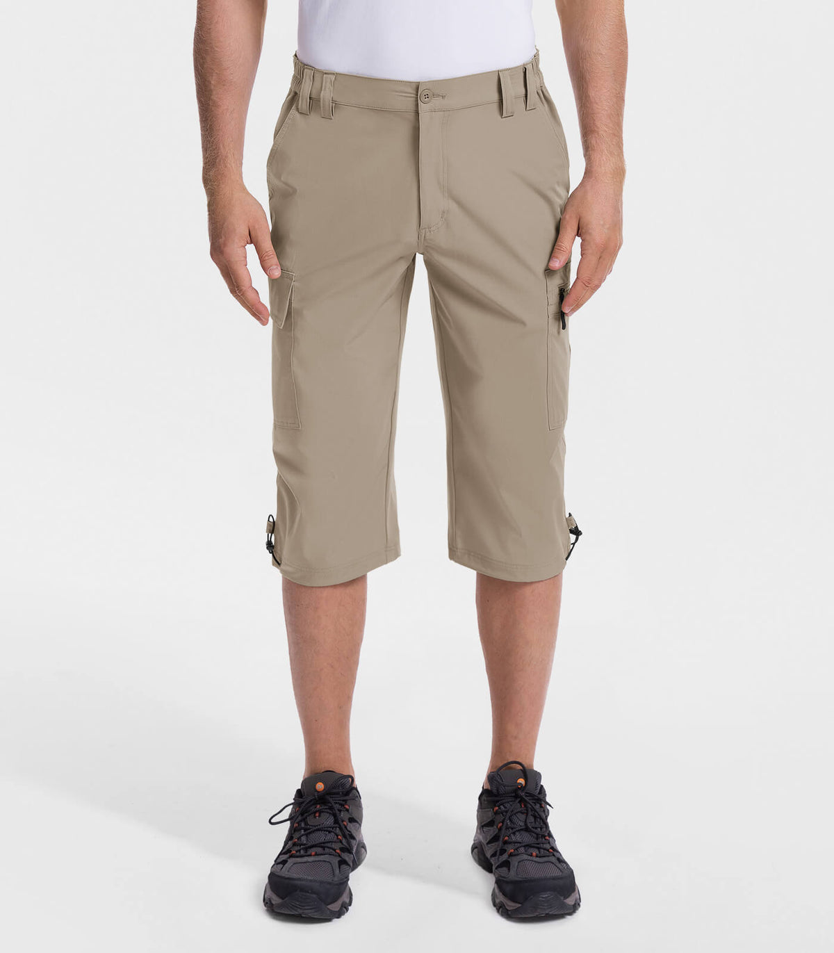 Men's 3/4 Short Bermuda Cargo Outdoor Capris #Color_Khaki