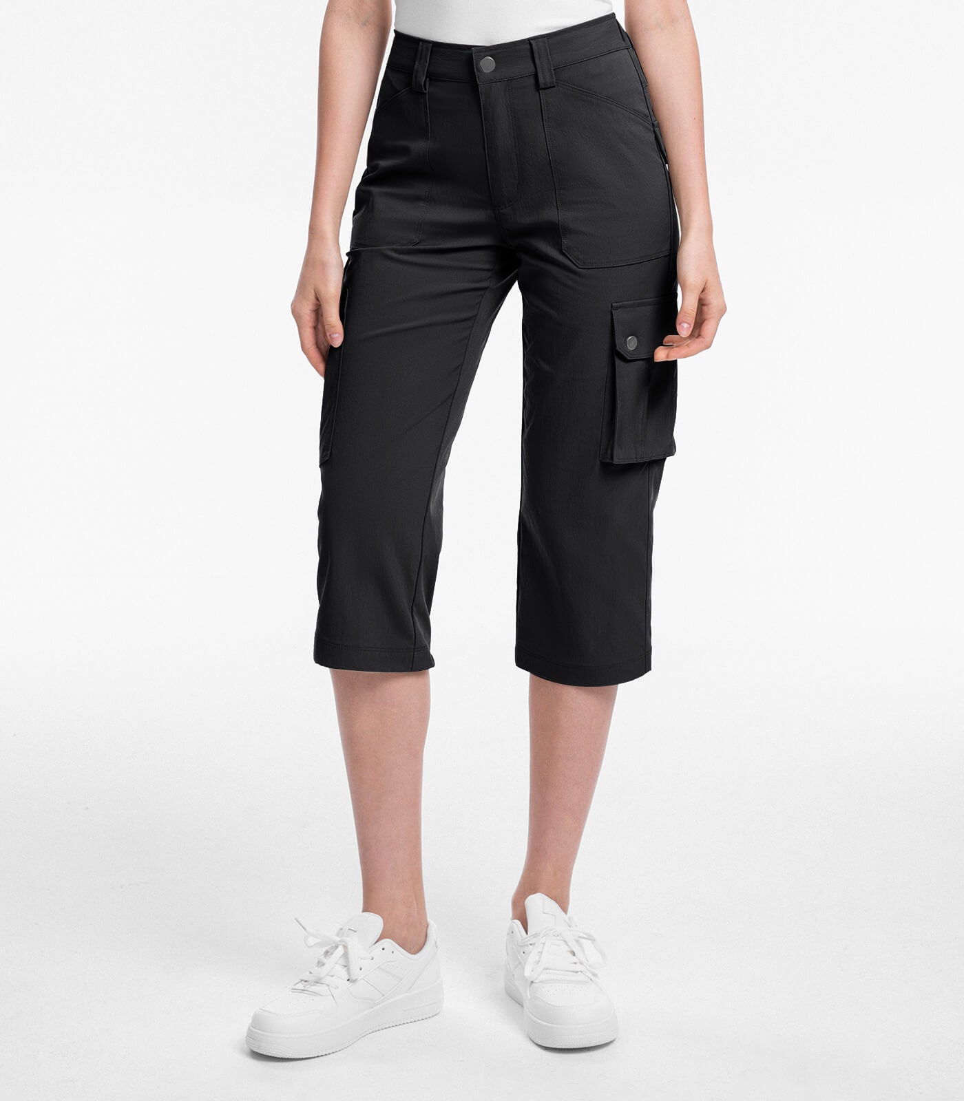 Pantalones Capri Cargo para Mujer de Cintura Alta Impermeables para Senderismo - HikerFlex W012