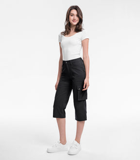 Pantalones Capri Cargo para Mujer de Cintura Alta Impermeables para Senderismo - HikerFlex W012