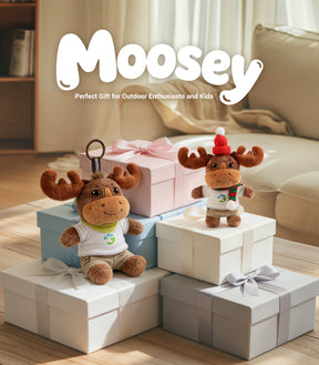 Moosehill Super Soft Outfit-Changeable Plush Lucky Moosey - Keychain for Backpacks - 5.5 Inches