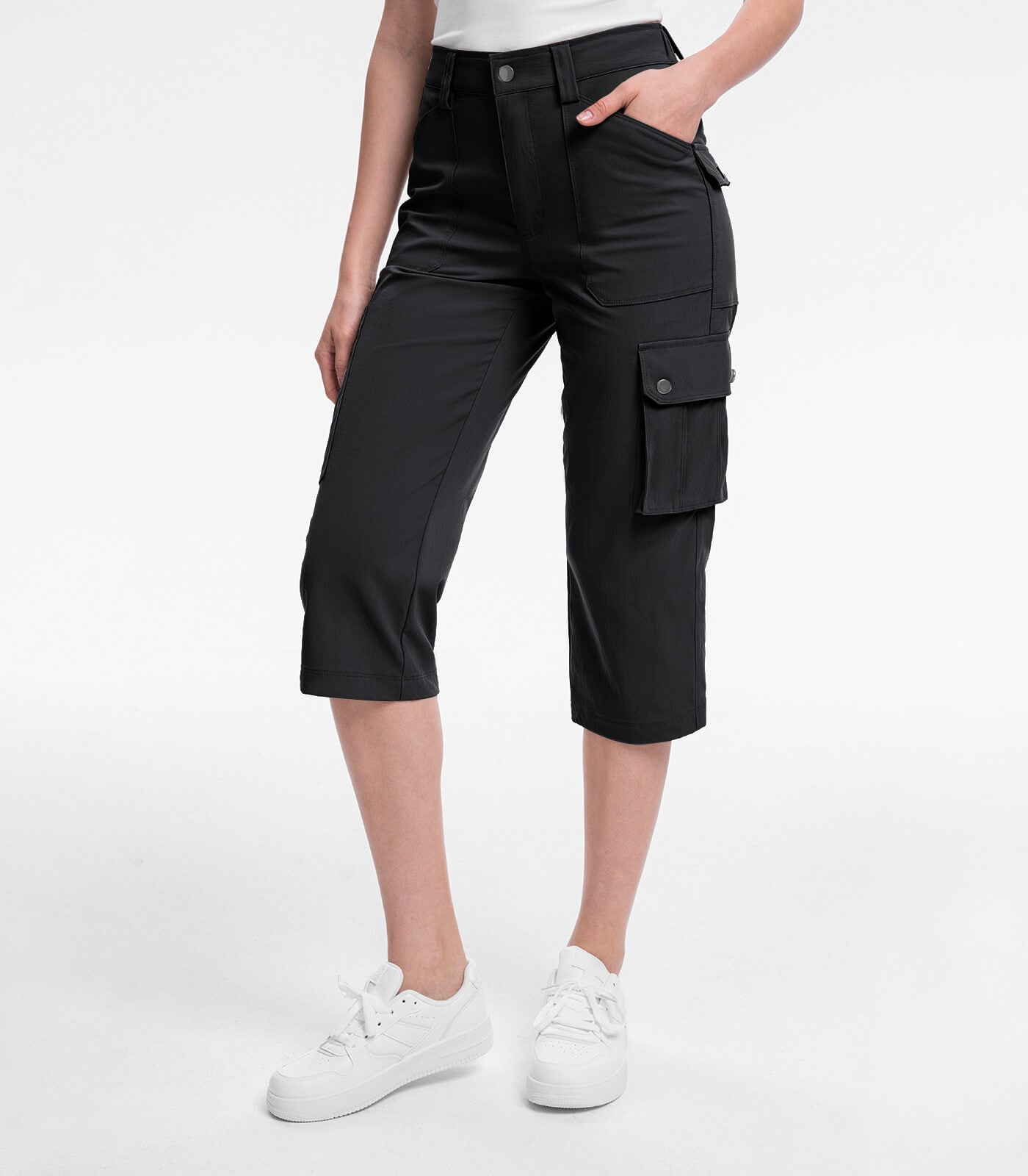 Pantalones Capri Cargo para Mujer de Cintura Alta Impermeables para Senderismo - HikerFlex W012