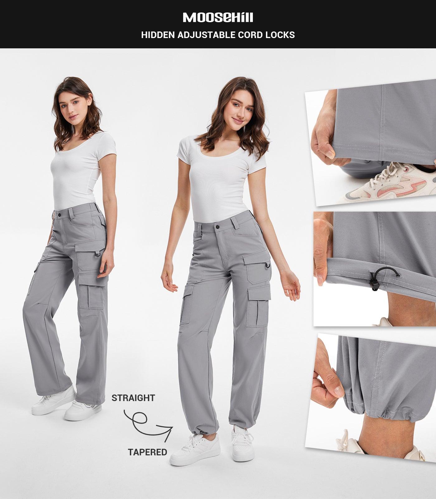 Women's Cargo Hiking Pants / High-Waisted & Lightweight - HikerFlex W038