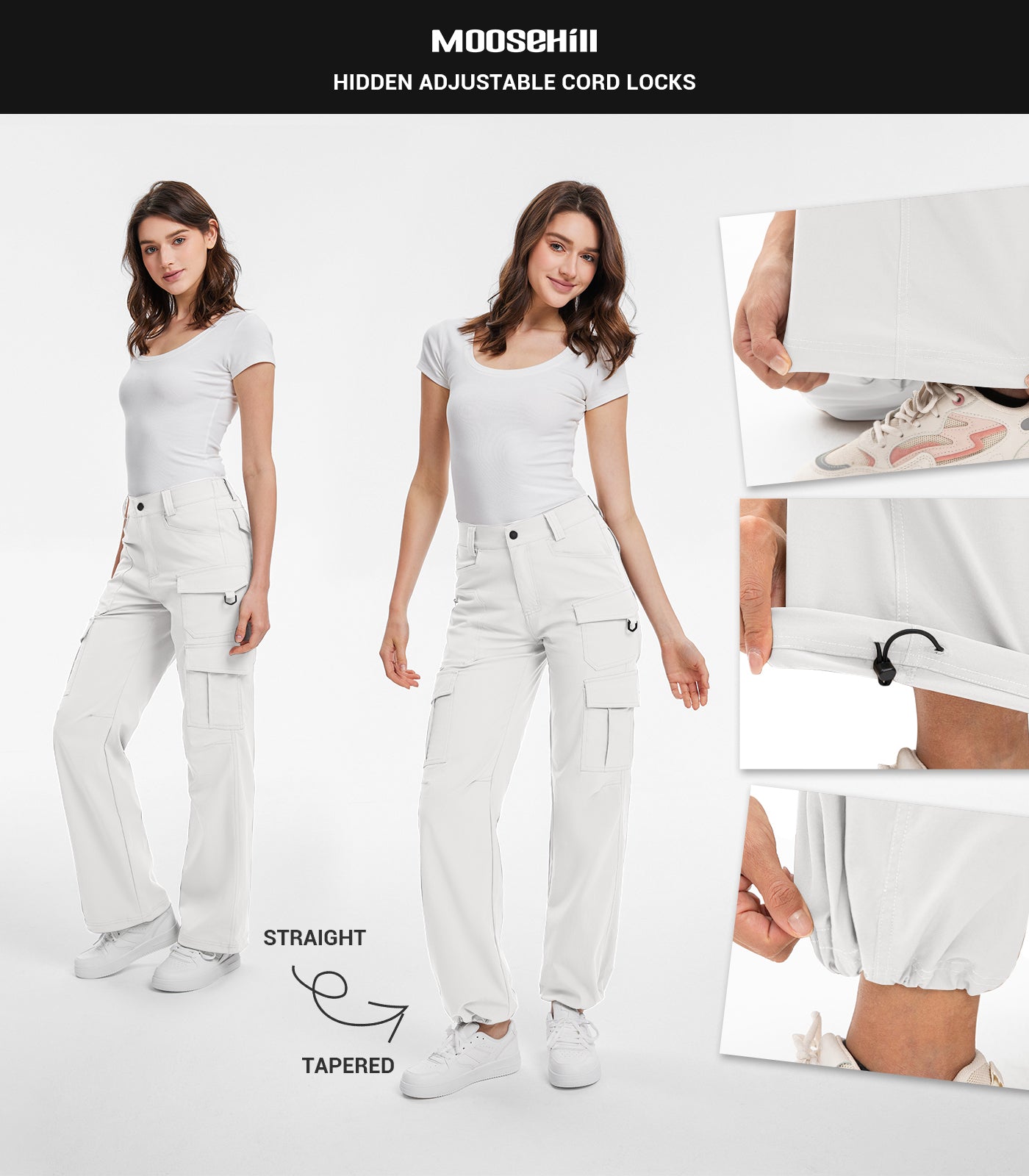 Women's Cargo Hiking Pants / High-Waisted & Lightweight - HikerFlex W038