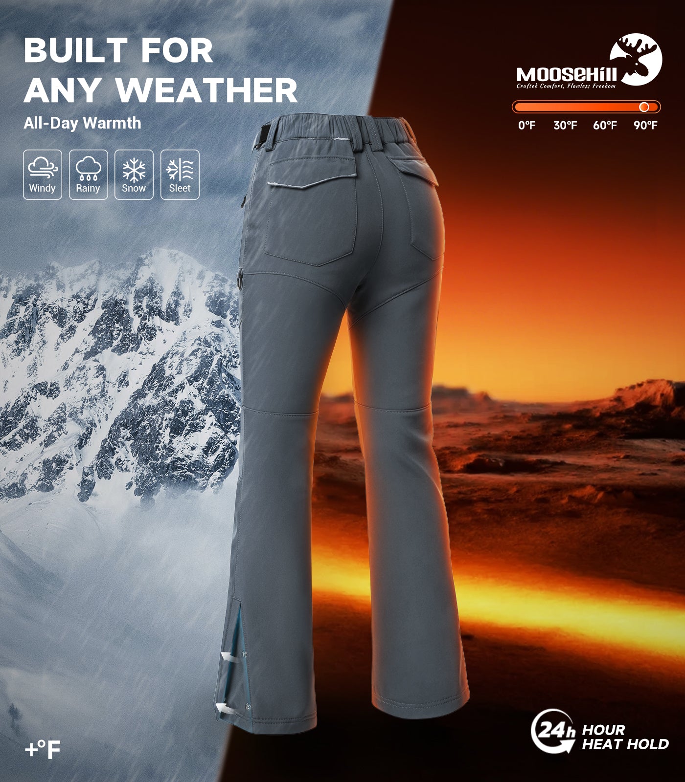 Damen Schneeski-Fleece-gefütterte Hose - SnowVenture W050