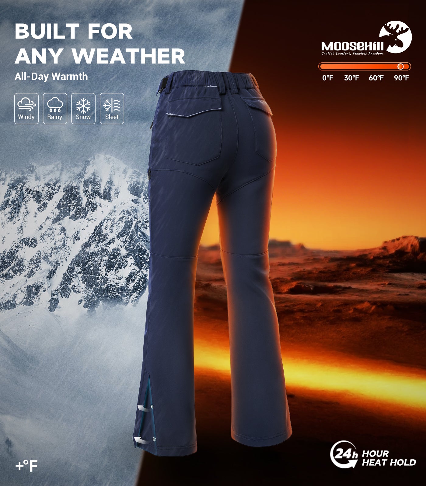 Damen Schneeski-Fleece-gefütterte Hose - SnowVenture W050