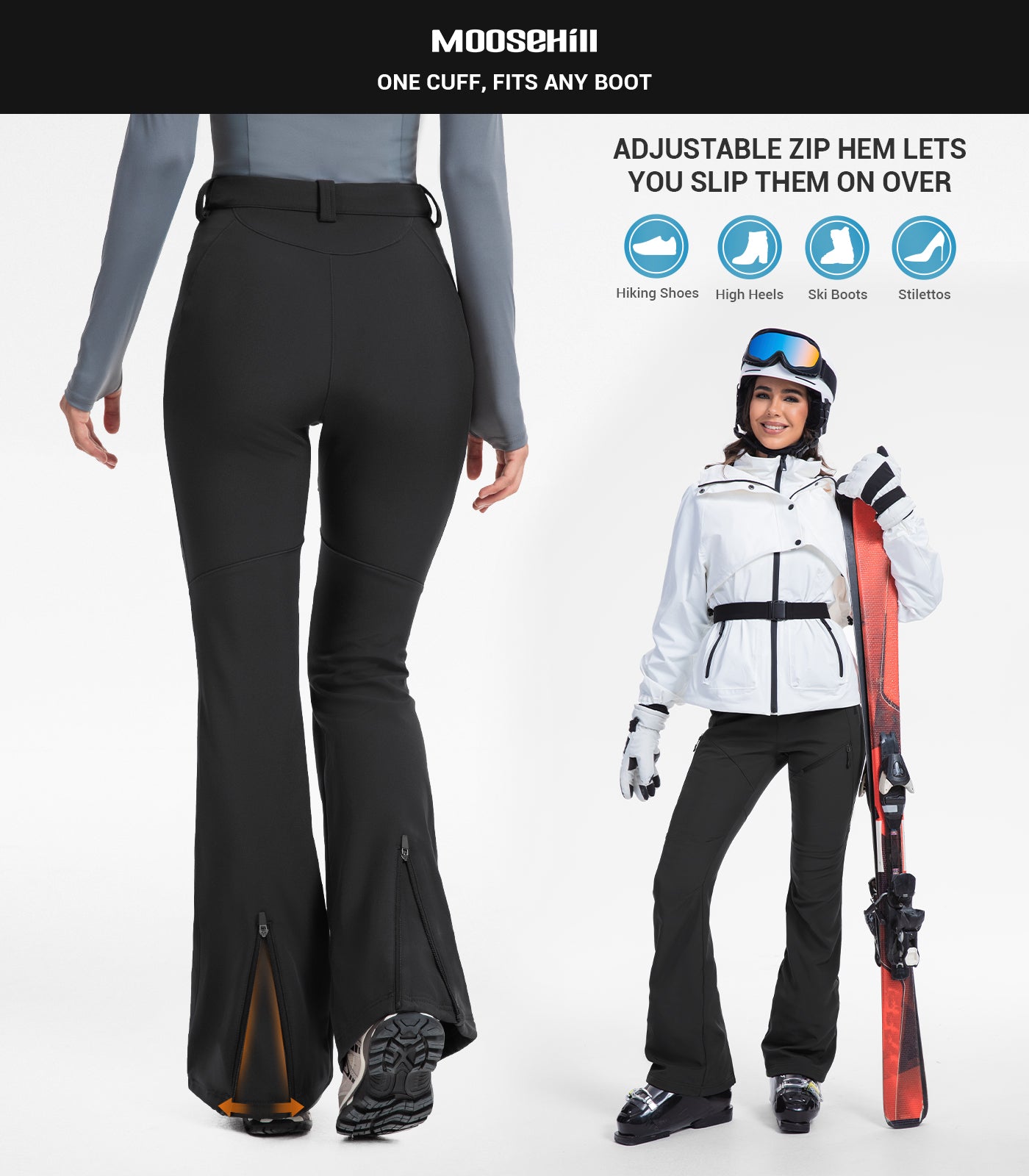 Pantaloni da sci da donna foderati in pile - SnowVenture W051
