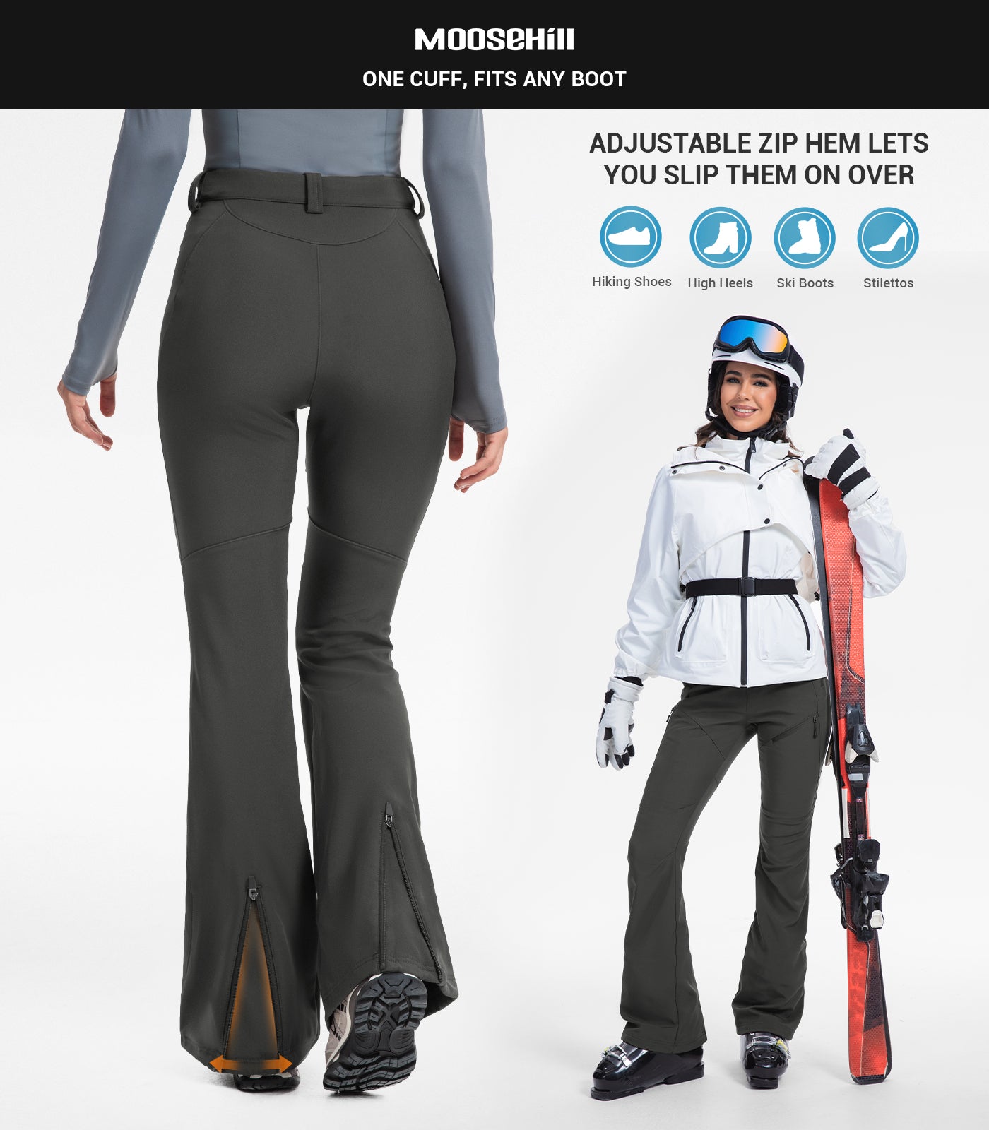 Pantaloni da sci da donna foderati in pile - SnowVenture W051