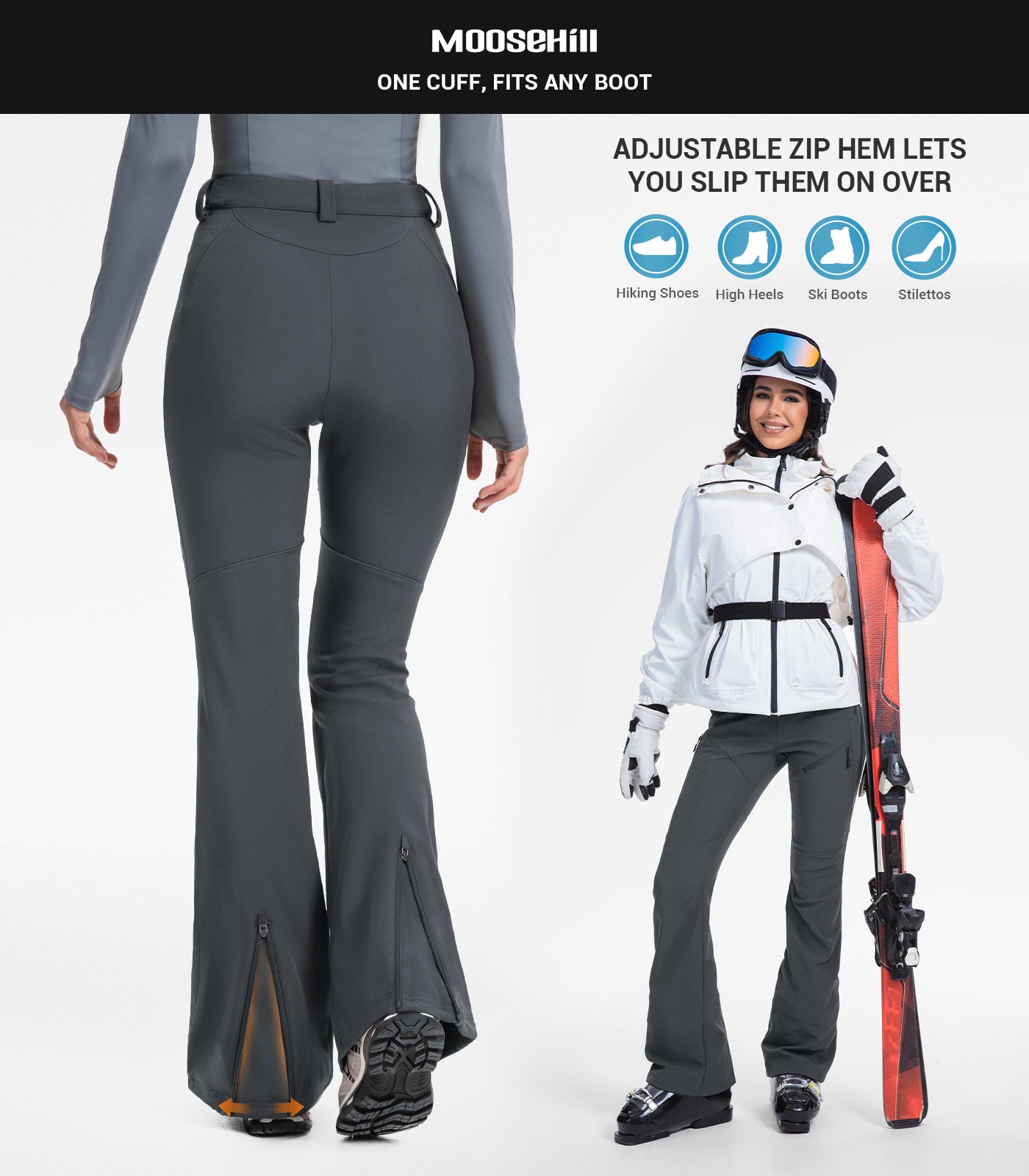 Pantaloni da sci da donna foderati in pile - SnowVenture W051