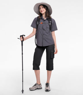 Pantalones Capri Cargo para Mujer de Cintura Alta Impermeables para Senderismo - HikerFlex W012
