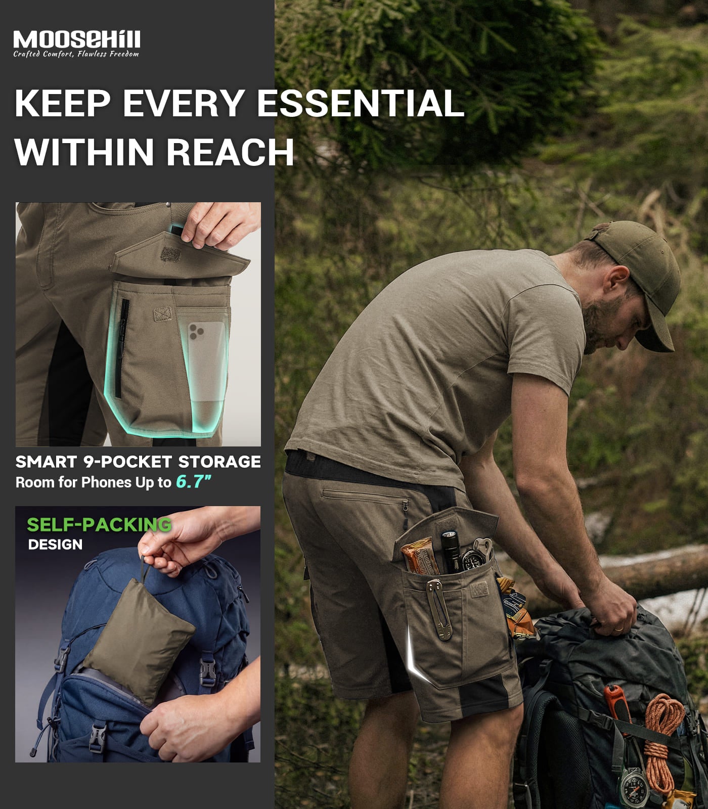 Men's Cargo Hiking Shorts - TrailPioneer M066
