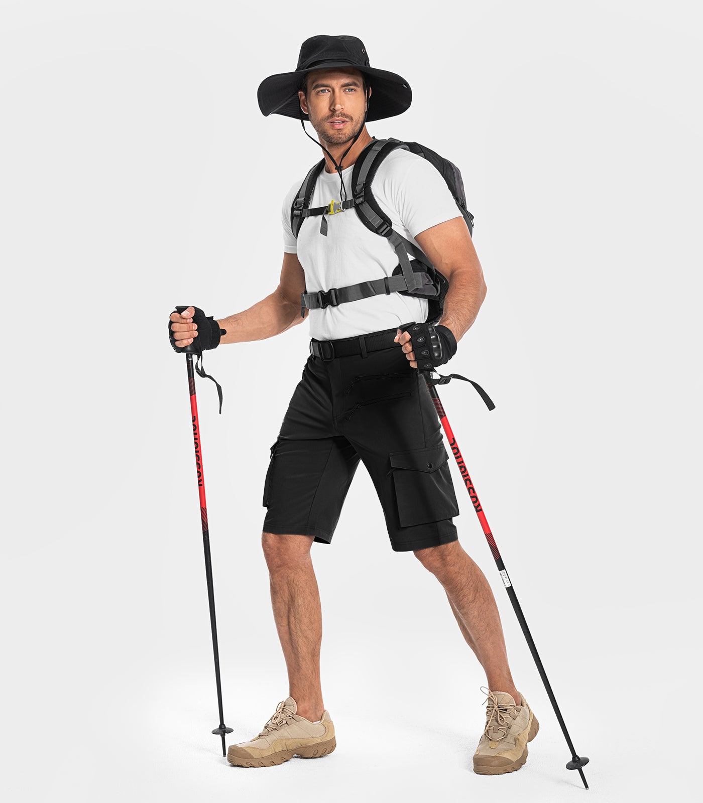 Shorts cargo de randonnée pour hommes à séchage rapide et légers - TrailPioneer M008