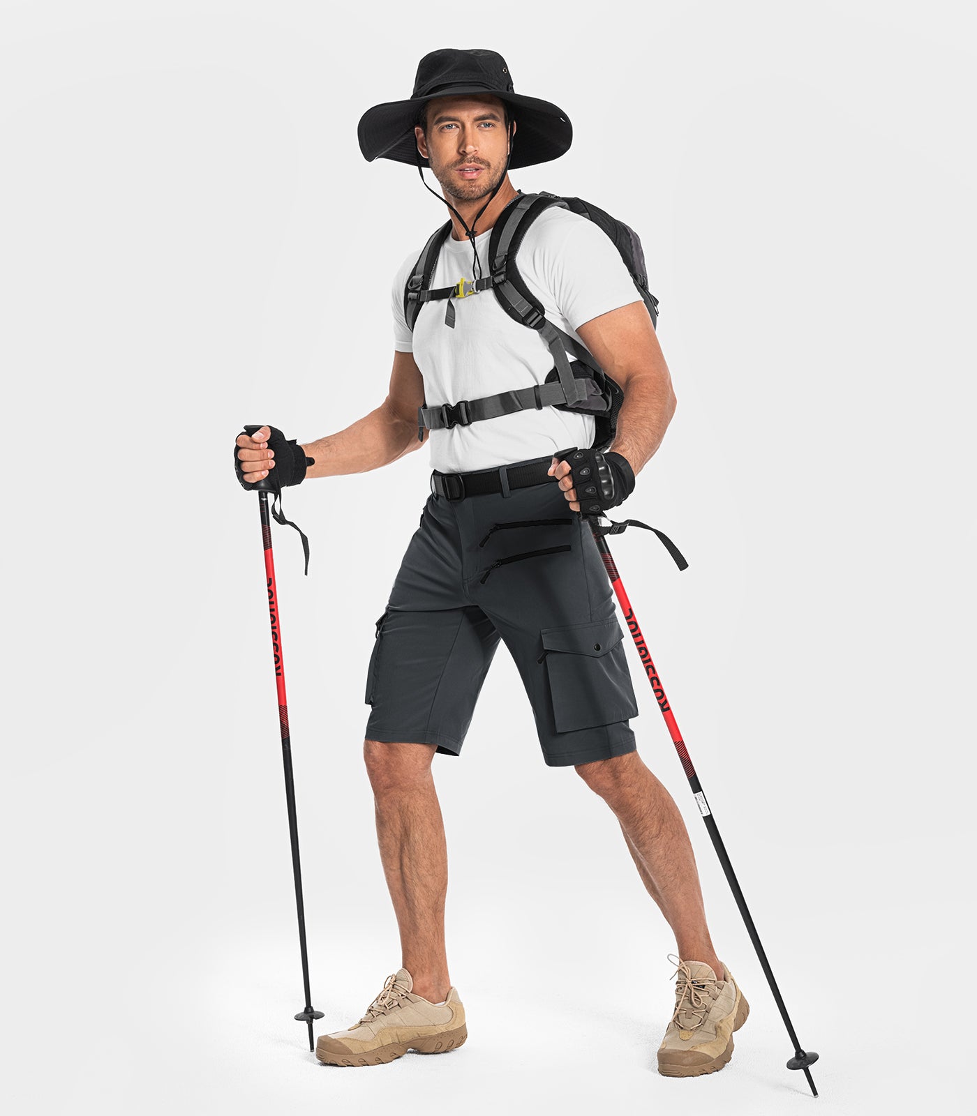 Shorts cargo de randonnée pour hommes à séchage rapide et légers - TrailPioneer M008