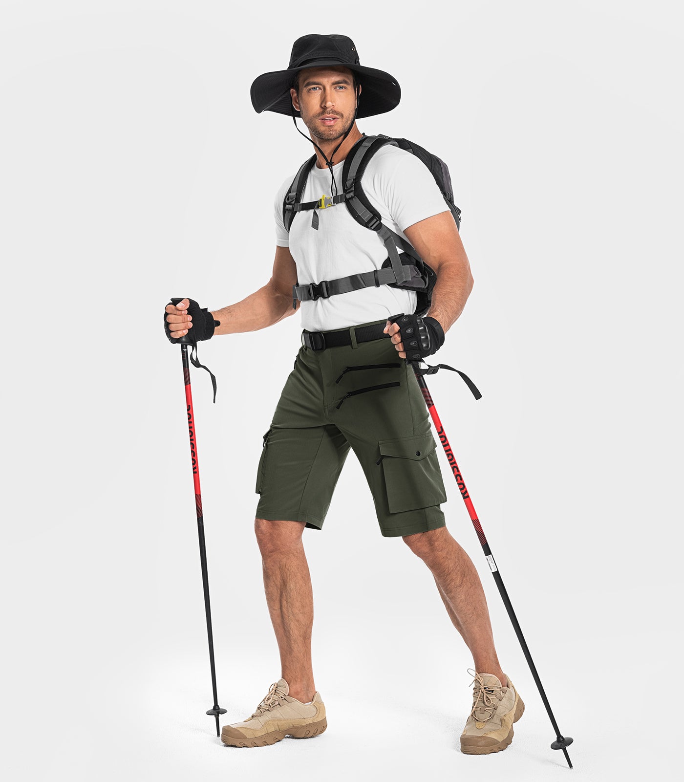 Shorts cargo de randonnée pour hommes à séchage rapide et légers - TrailPioneer M008