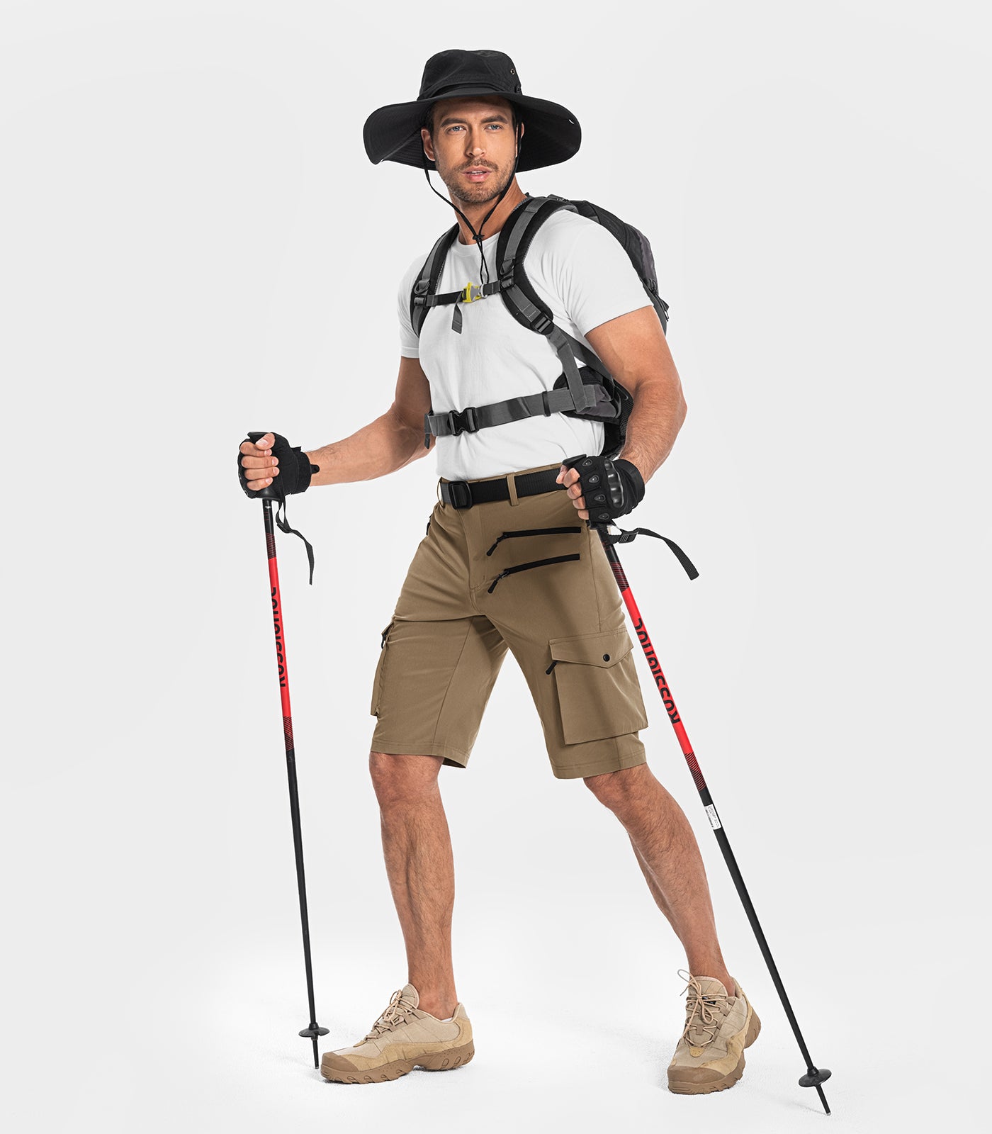 Shorts cargo de randonnée pour hommes à séchage rapide et légers - TrailPioneer M008