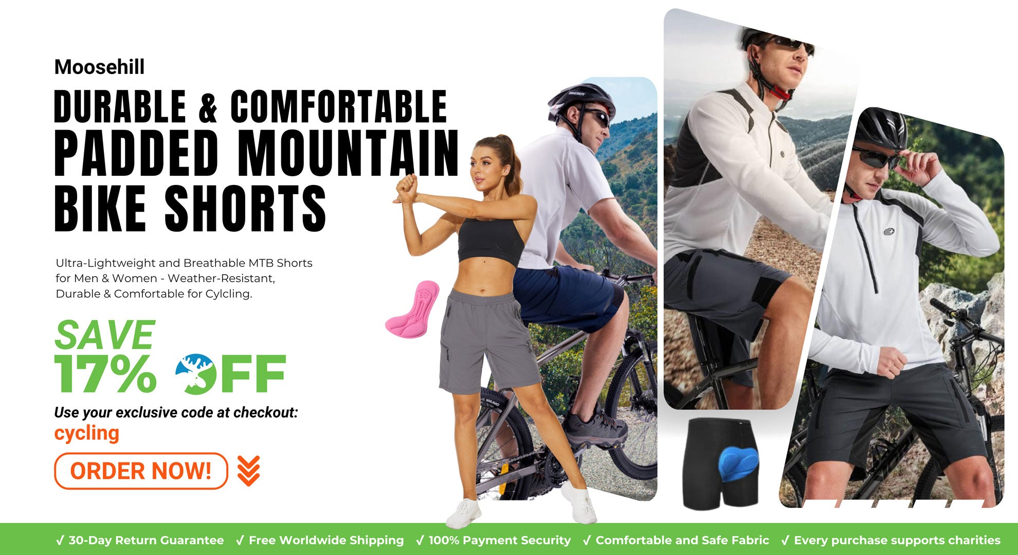 Moosehill padded bike shorts - limited time offer