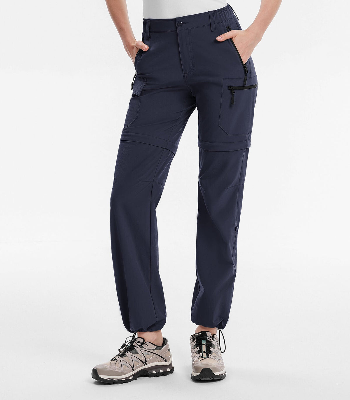 Women's Hiking Pants Convertible Zip Off Quick Dry Pants #Color_navy