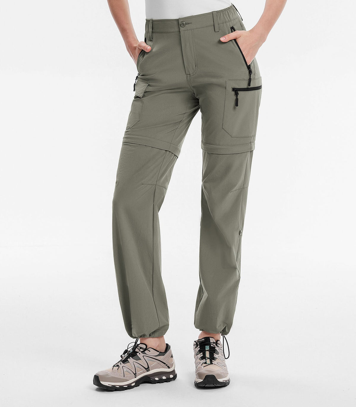 Women's Hiking Pants Convertible Zip Off Quick Dry Pants #Color_sage