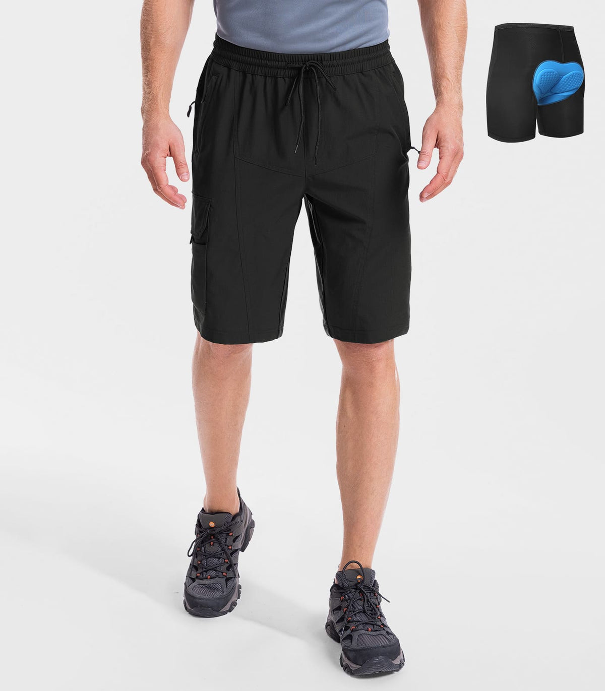 mens padded mountain bike shorts #Color_black