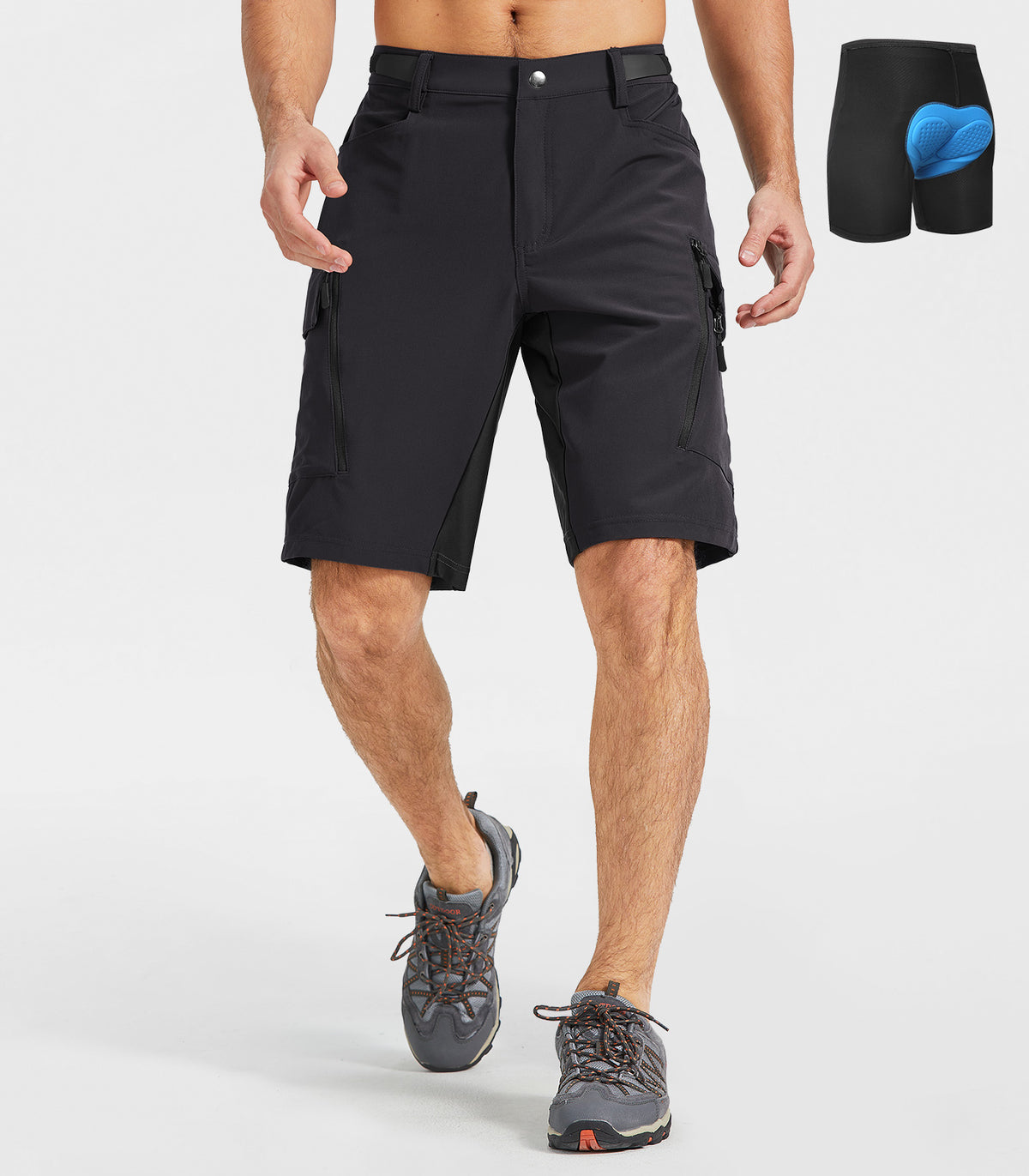 mens padded mountain bike shorts #Color_black