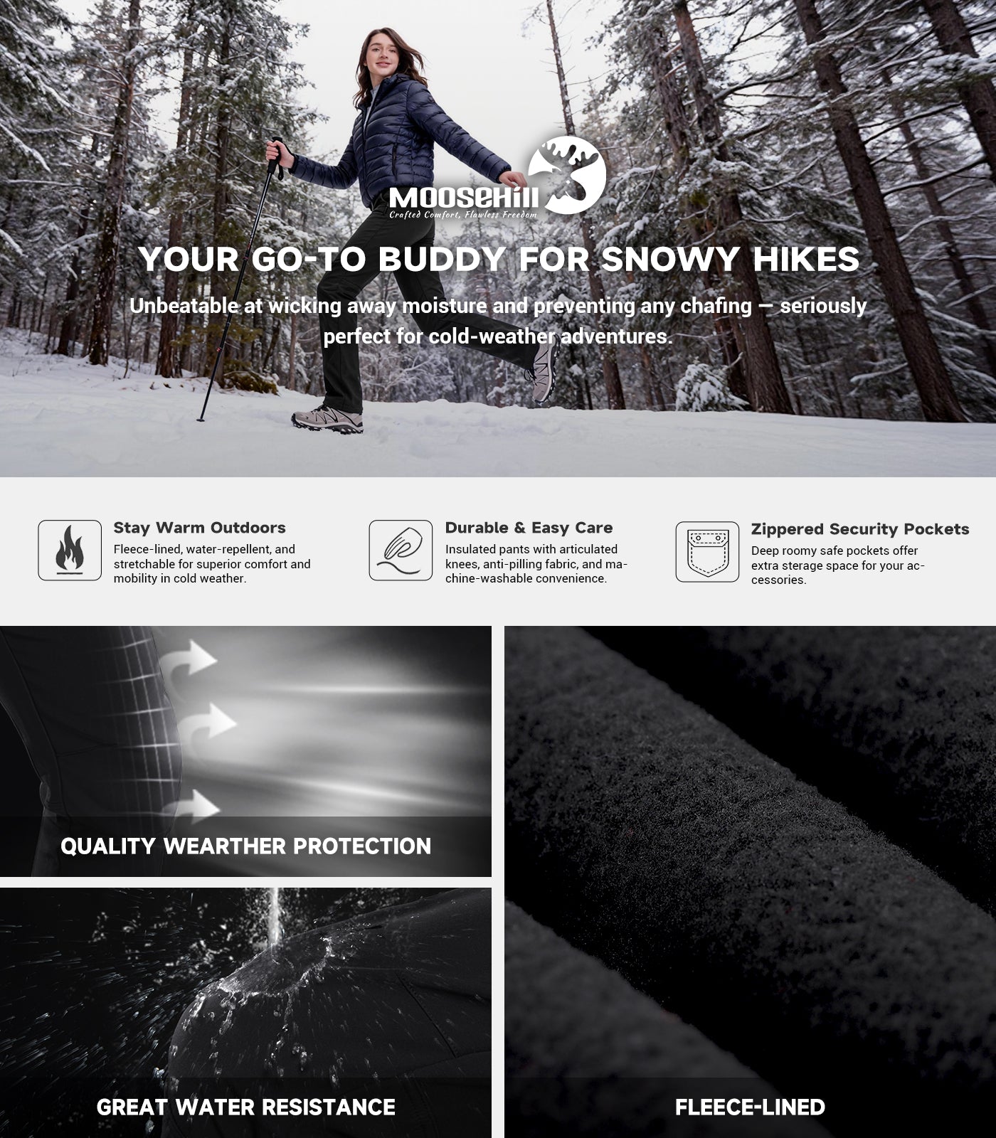 Pantalon de randonnée en ski de neige pour femmes - SnowVenture W003