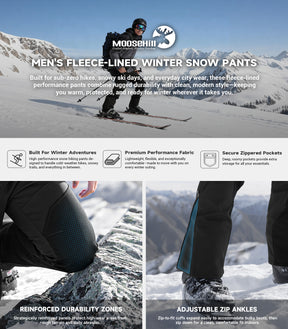 Pantalon d'hiver pour homme doublé en polaire - SnowVenture M055