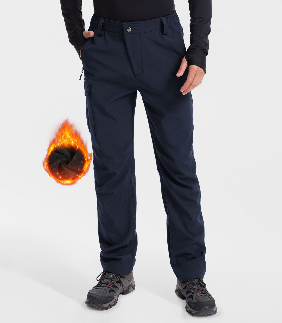 Men's Fleece Lined Hiking Pants #Color_navy