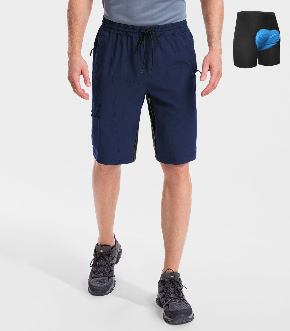 mens padded mountain bike shorts #Color_navy