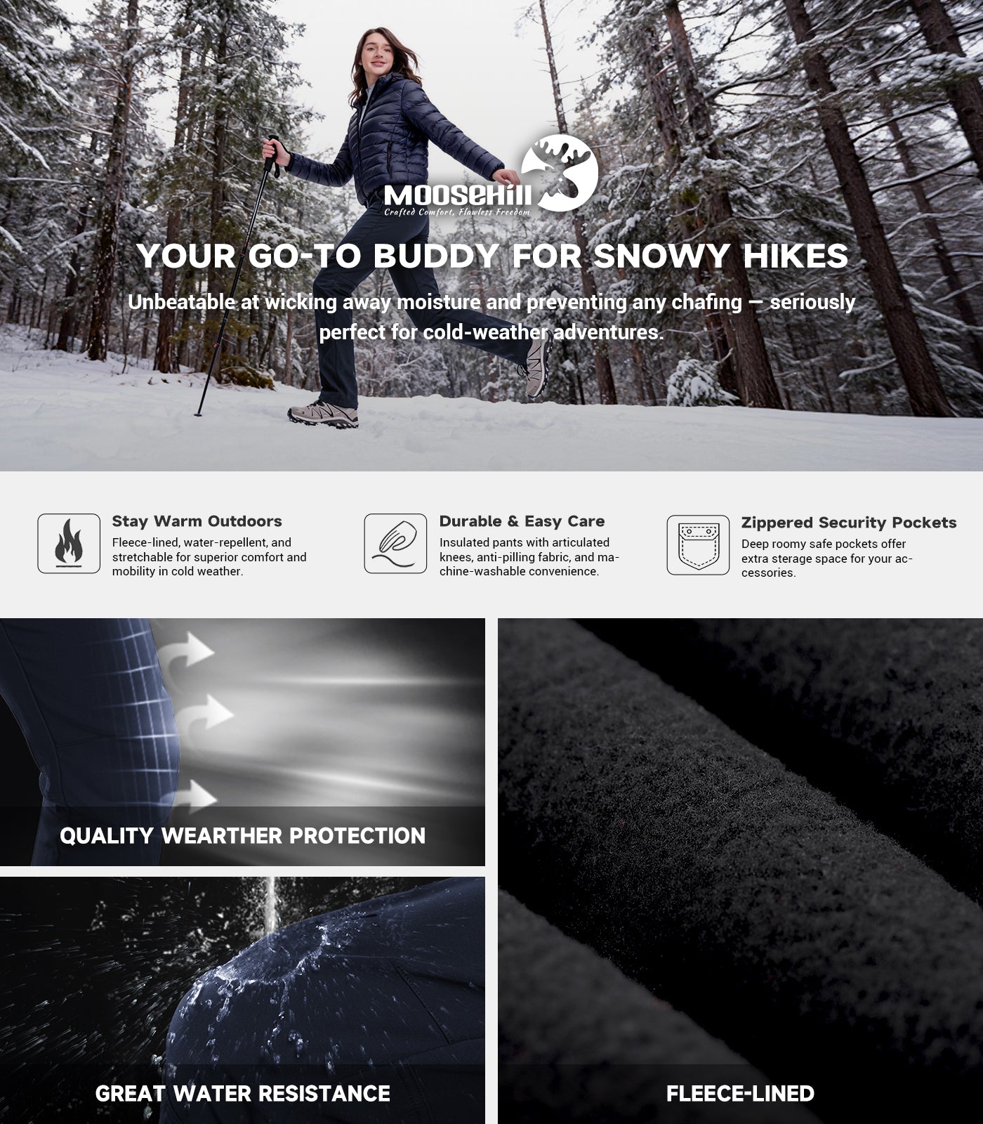 Pantalon de randonnée en ski de neige pour femmes - SnowVenture W003