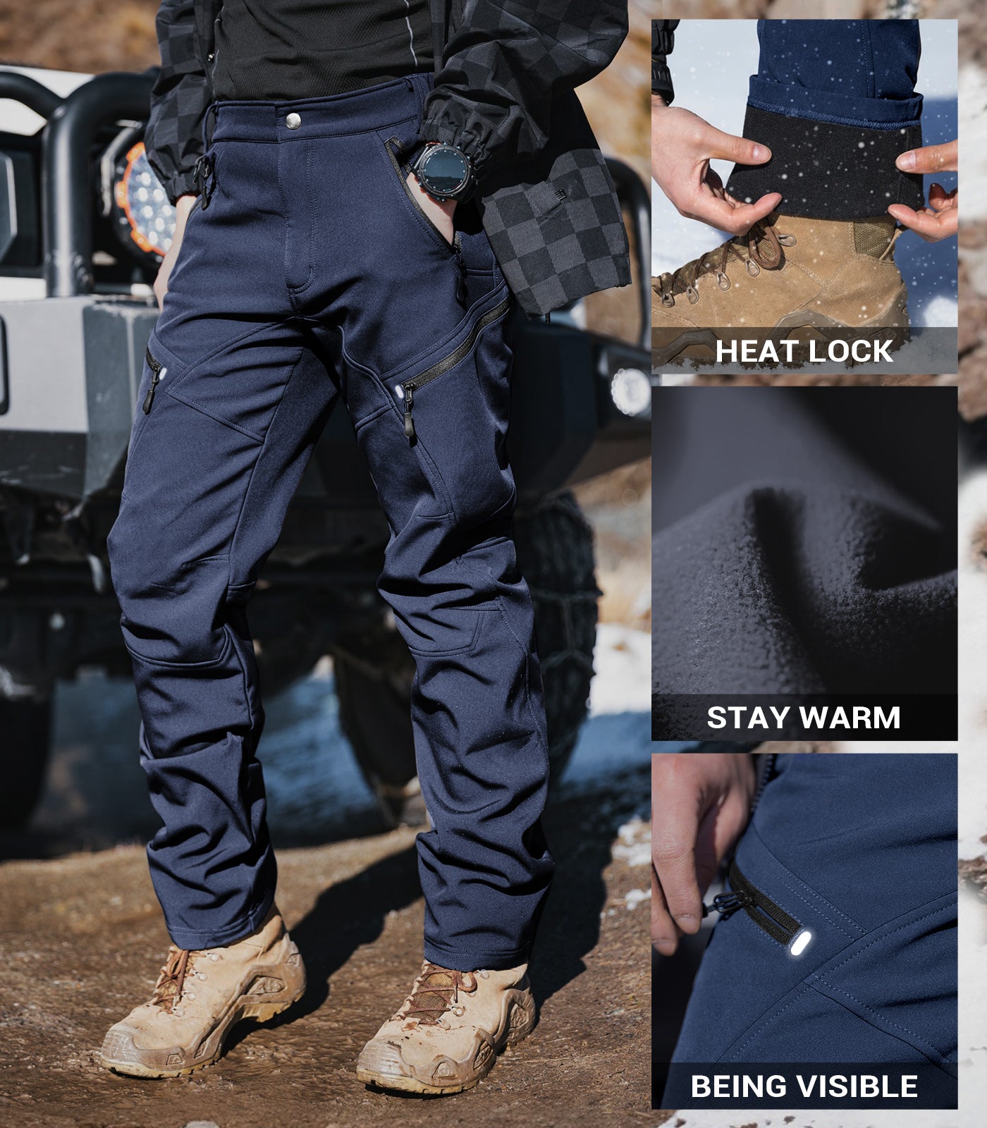 Pantaloni pentru bărbați de schi pe zăpadă, căptușiți cu fleece - SnowVenture M054