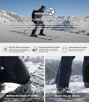 Pantalon d'hiver pour homme doublé en polaire - SnowVenture M055