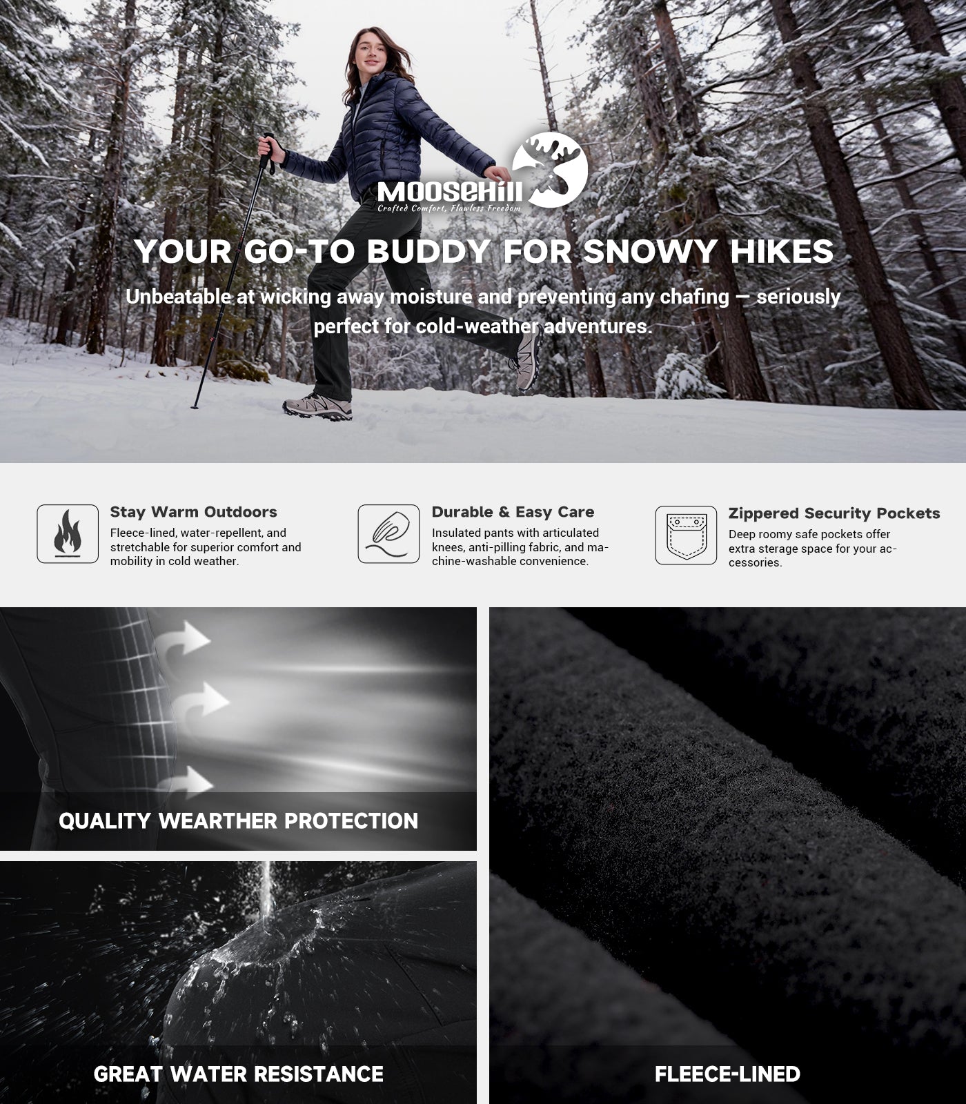 Pantalon de randonnée en ski de neige pour femmes - SnowVenture W003