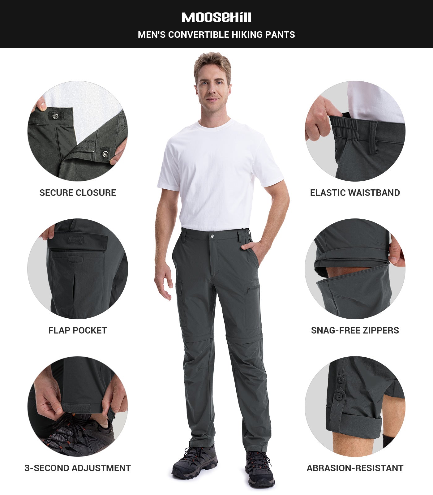 Men's Convertible Hiking Pants Quick Dry Cargo Pants - HikerFlex M015