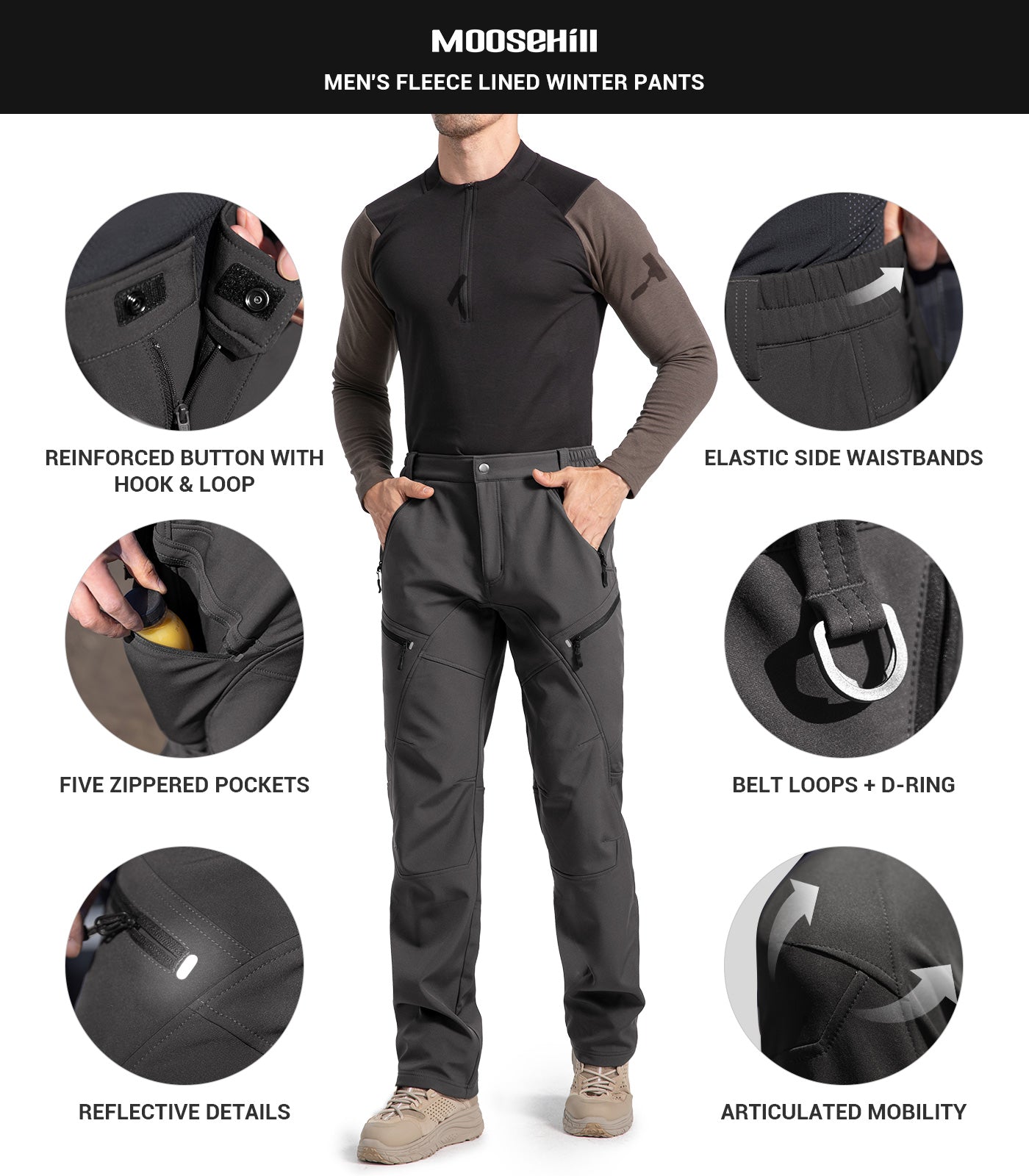Pantaloni pentru bărbați de schi pe zăpadă, căptușiți cu fleece - SnowVenture M054