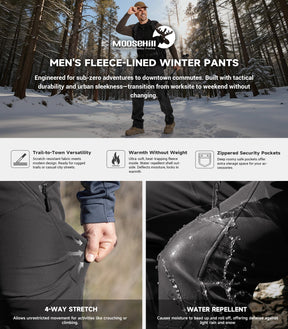 Pantaloni pentru bărbați de schi pe zăpadă, căptușiți cu fleece - SnowVenture M054