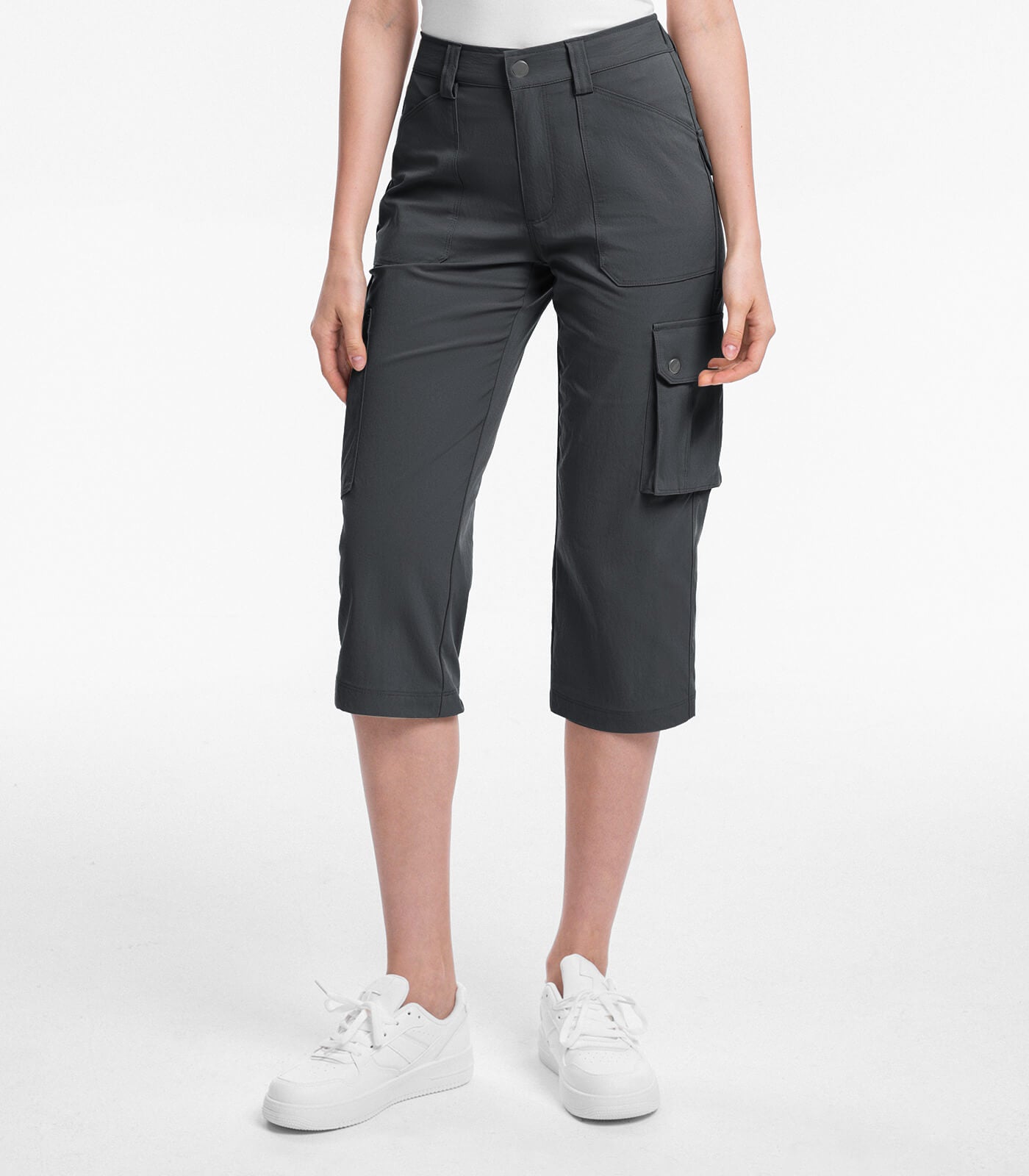 Pantalones Capri Cargo para Mujer de Cintura Alta Impermeables para Senderismo - HikerFlex W012