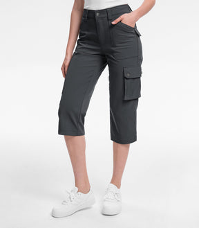 Pantalones Capri Cargo para Mujer de Cintura Alta Impermeables para Senderismo - HikerFlex W012