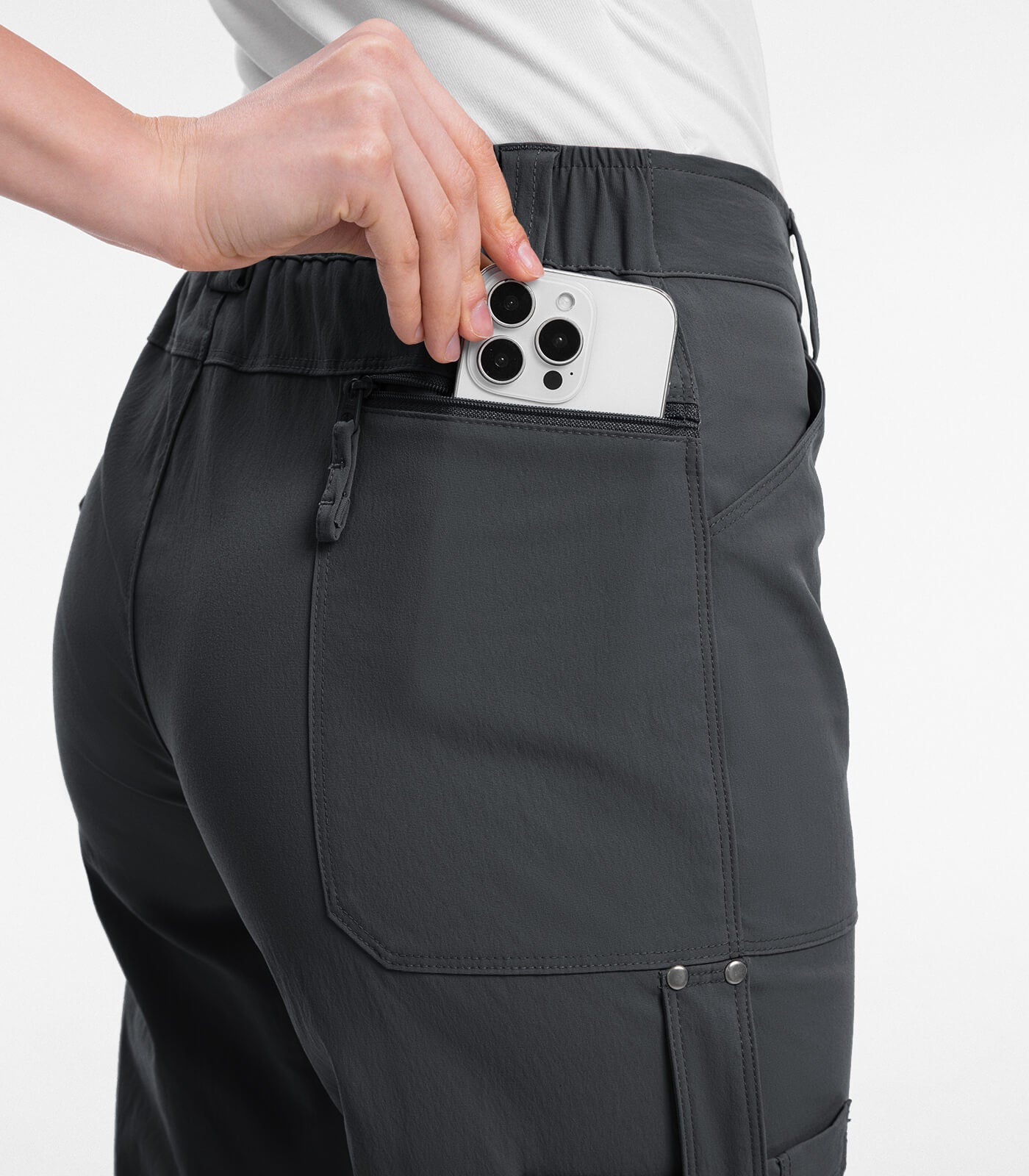 Pantalones Capri Cargo para Mujer de Cintura Alta Impermeables para Senderismo - HikerFlex W012