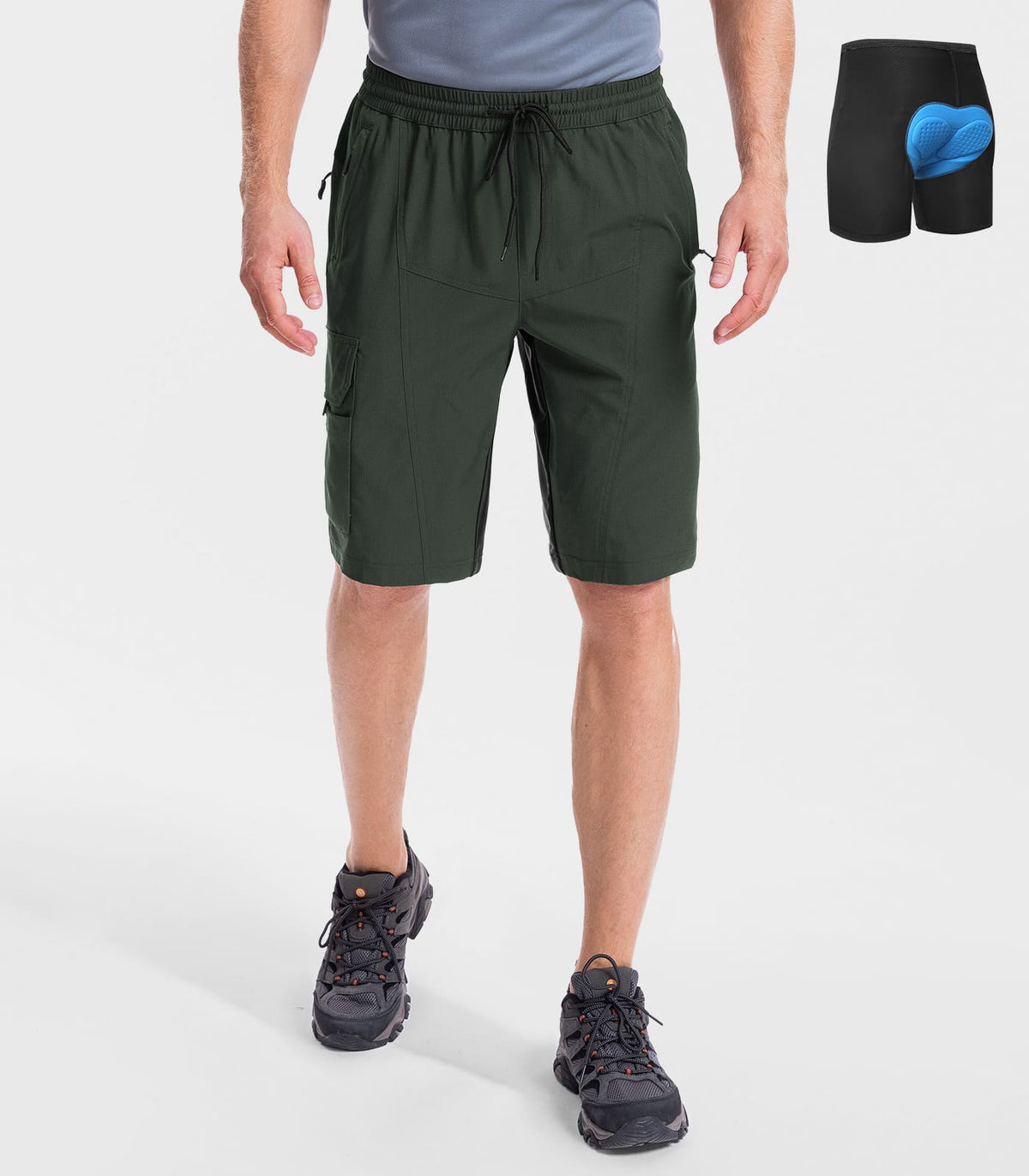 mens padded mountain bike shorts #Color_green