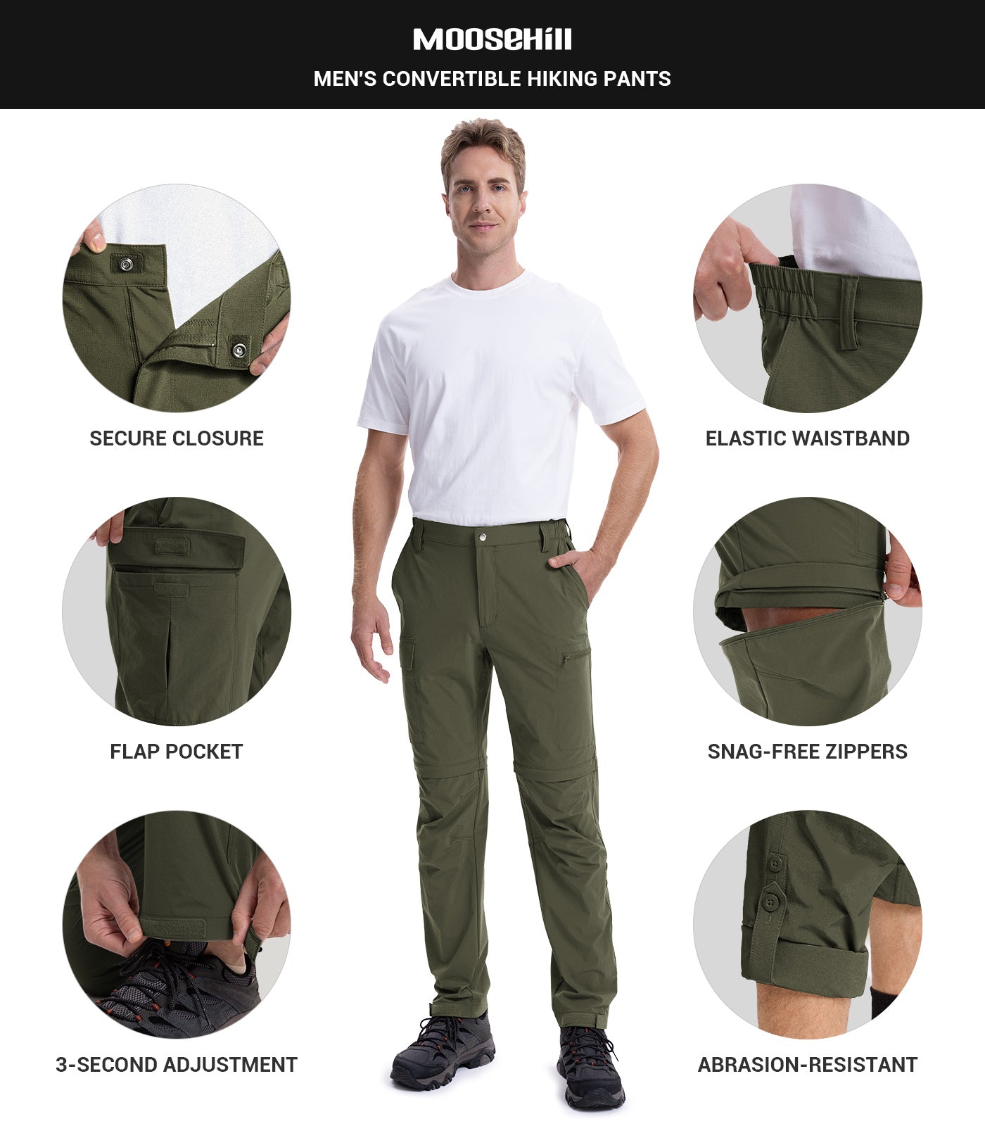 Men's Convertible Hiking Pants Quick Dry Cargo Pants - HikerFlex M015