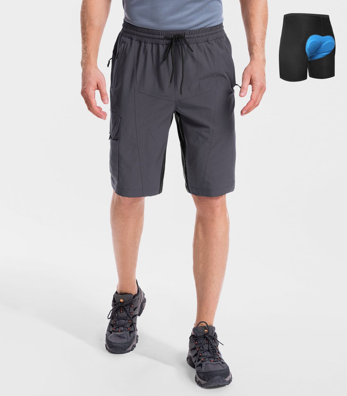 mens padded mountain bike shorts #Color_grey