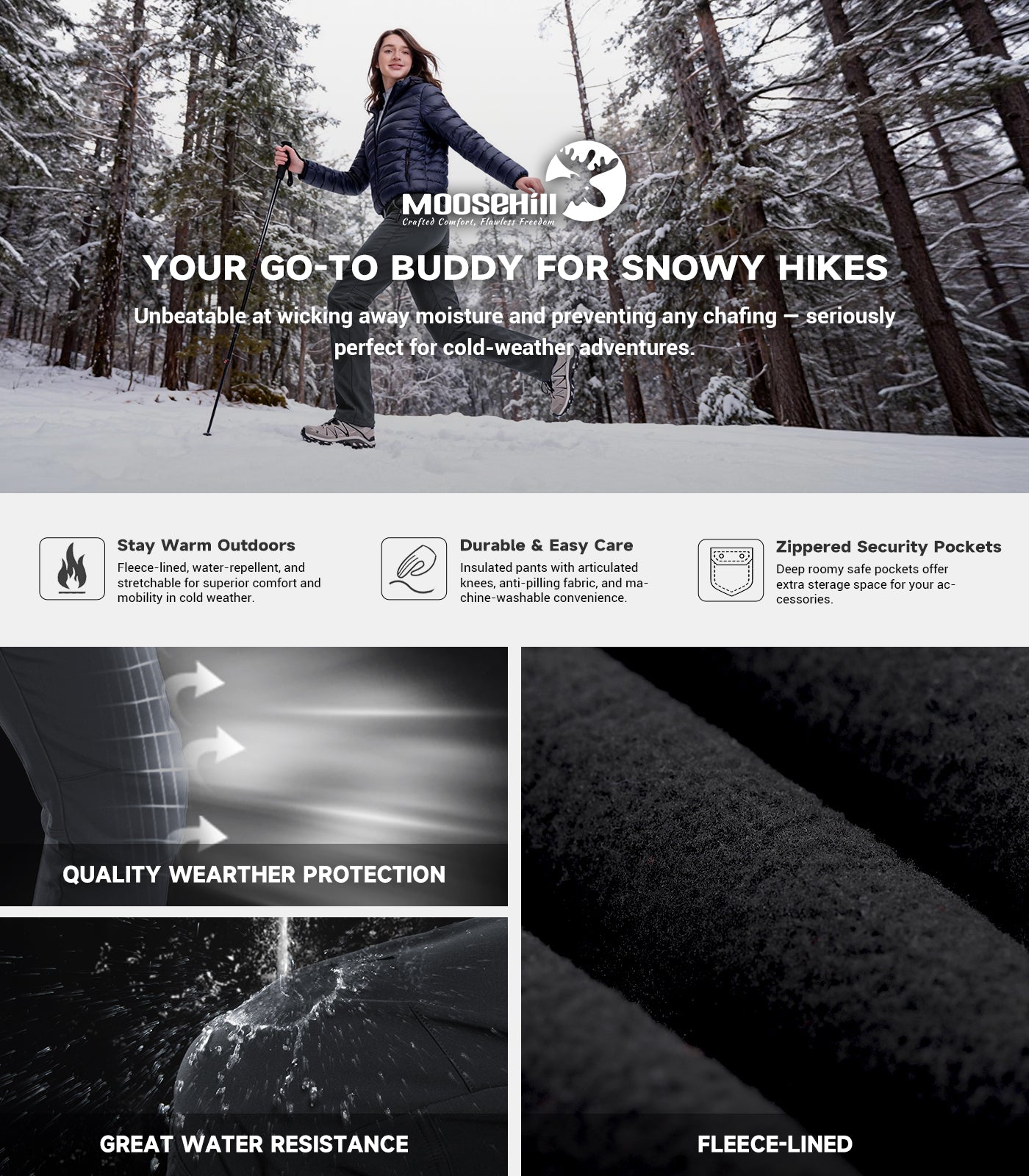 Pantalon de randonnée en ski de neige pour femmes - SnowVenture W003