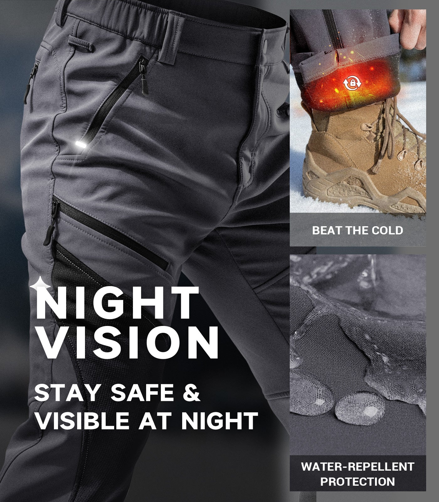 Pantalon d'hiver pour homme doublé en polaire - SnowVenture M055