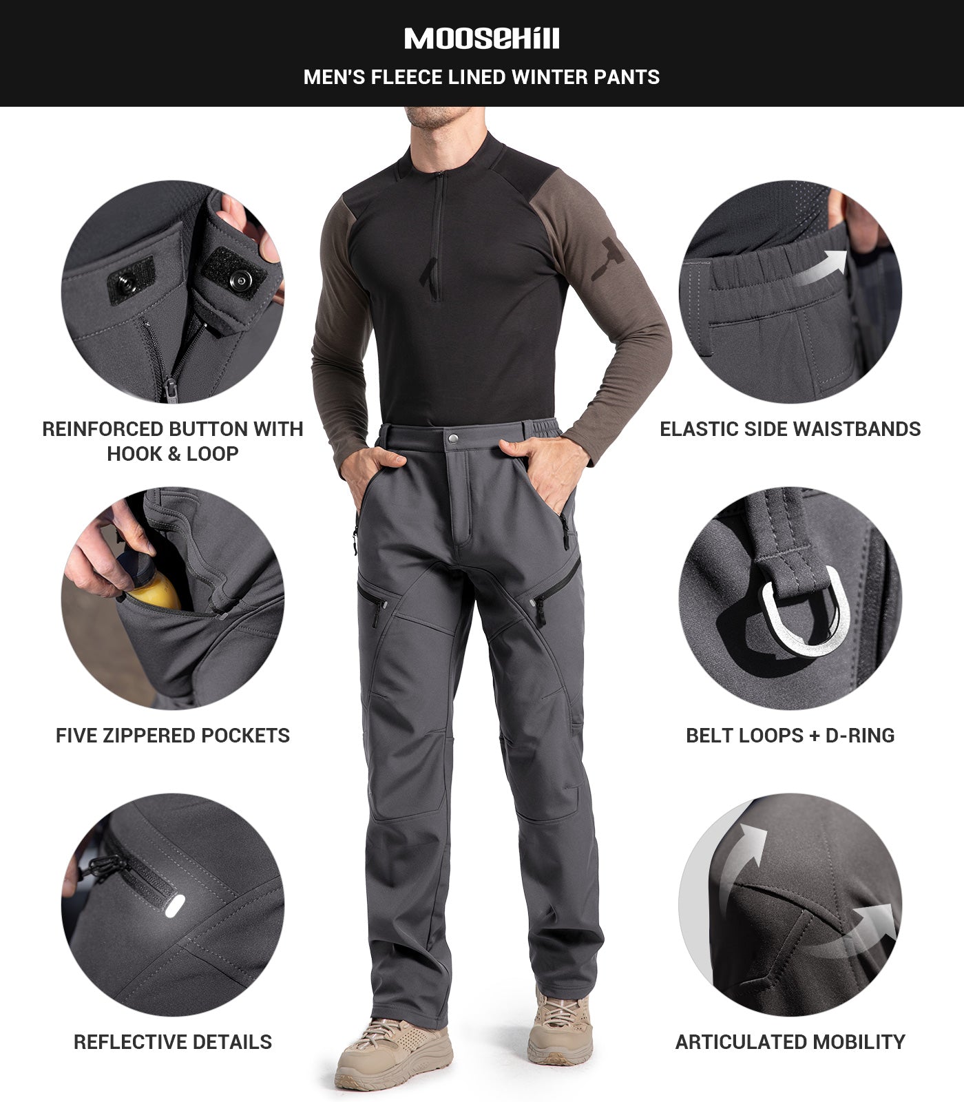 Pantaloni pentru bărbați de schi pe zăpadă, căptușiți cu fleece - SnowVenture M054